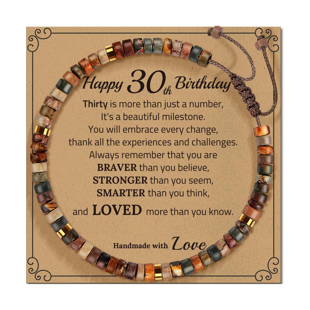 Adjustable Handmade Stone Bracelet Decoration for All Ages Featuring A Blessing Card and Multiple Color Addition