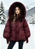European station new white duck down big fur collar down jacket women's loose big version raccoon hair thickened hooded knitted sleeves