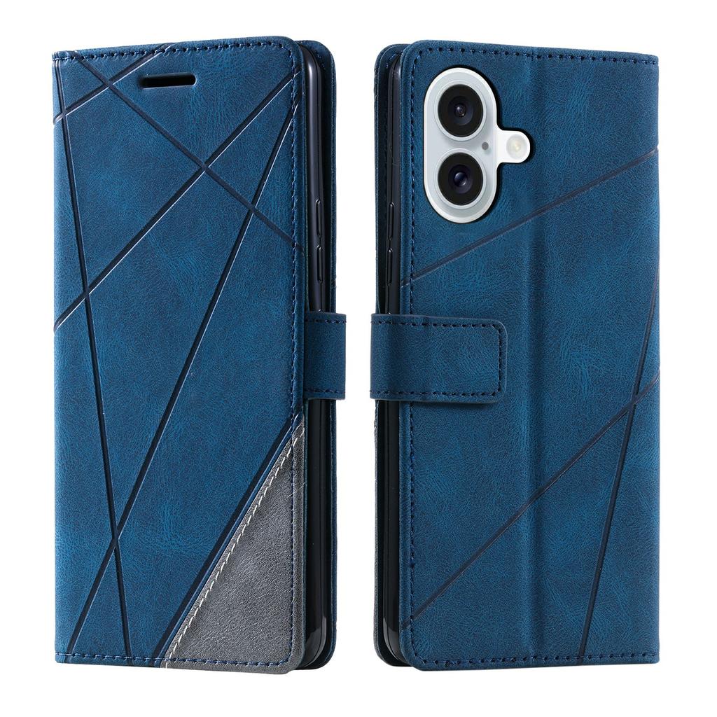 For iPhone 17 Case Imprinted Lines PU Leather Splicing Wallet Phone Cover
