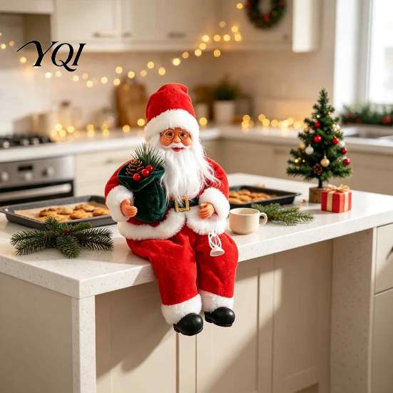 Festive Indoor Holiday Accents Plush Santa Claus Figurine, 11.81 Inch Christmas Sitting Fabric Tabletop Ornaments for Home Doll Decoration And