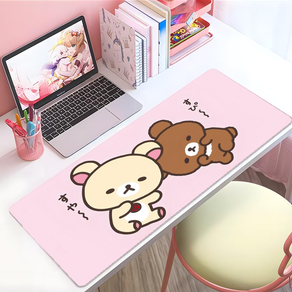 Cute Adorable Cartoon Rrilakkuma Mouse Pad Large Thick Desk Pad Stitched Edges Gaming Mouse Mat For Pc