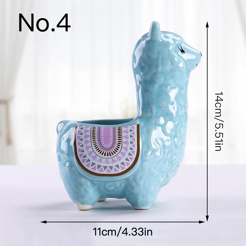 Cute Alpaca Flower Pot Succulent Pot Ceramic Planter Home Decor Indoor Decoration Desktop Ornaments Bonsai Plant Pot