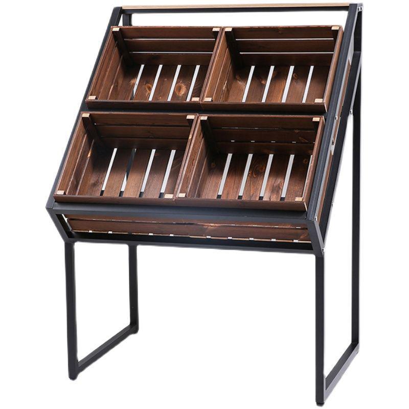 Solid Wood Fresh Produce Display Rack for Supermarkets & Convenience Stores