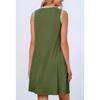 YYFS Women's Fashion Summer Spring Solid Color Print Sleeveless O-Neck Loose Waistline Casual Dresses