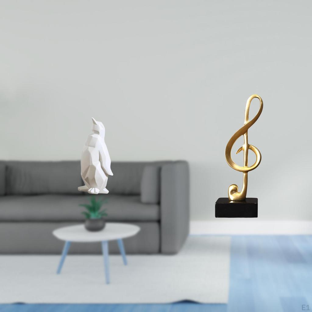 Penguin Music Note Sculpture Figurine Collectable Craft Decorative Ornament Resin Animal Statue