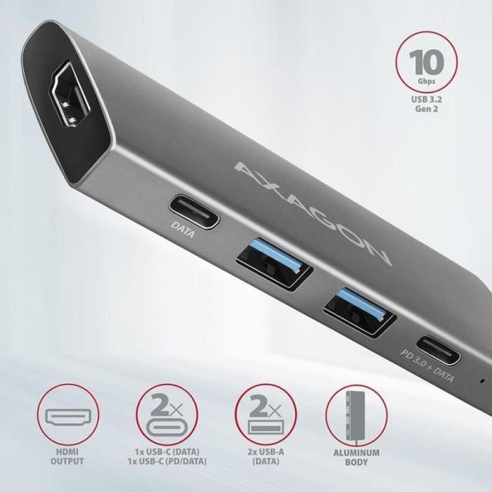 AXAGON HMC-5G2 Multiport Hub USB 3.0, HDMI, Gbit-LAN, 2 x USB-A, 2 x USB-C - 8595247905444