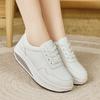 Women's Hole Sneakers Height Increase White Leather Platform Casual Summer Thick Sole Elevator Shake Shoes