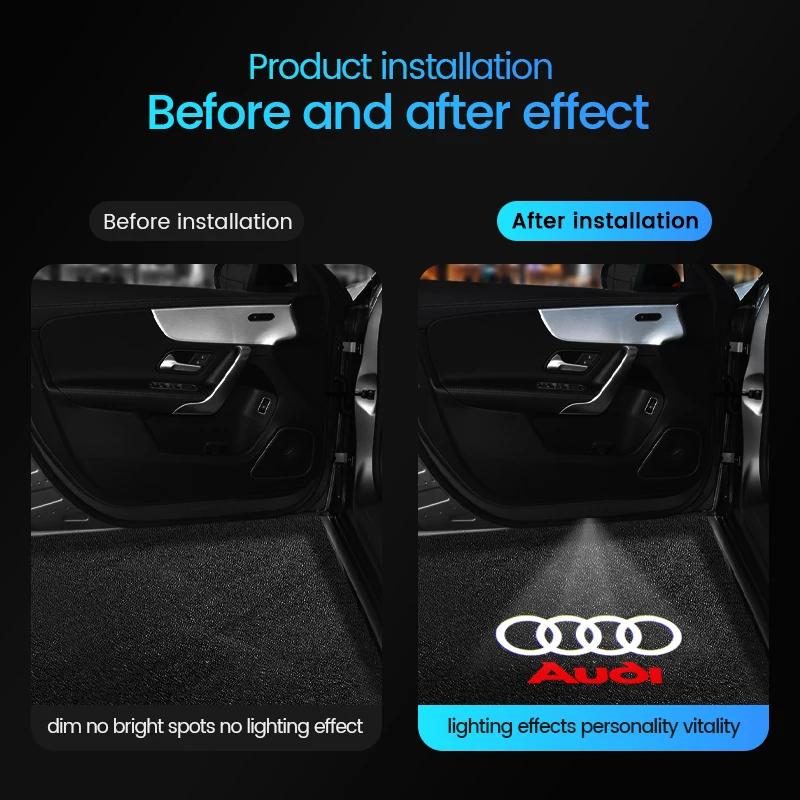For Audi S66Led Car Door Welcome Light 3D Logo Projector For audi A3 8V 8P 8L A4 B5 B6 B7 B8 B9 A6 C5 C6 C7 C8 A5 8T A8 Q3 Q5 Q7 TT S3 S6
