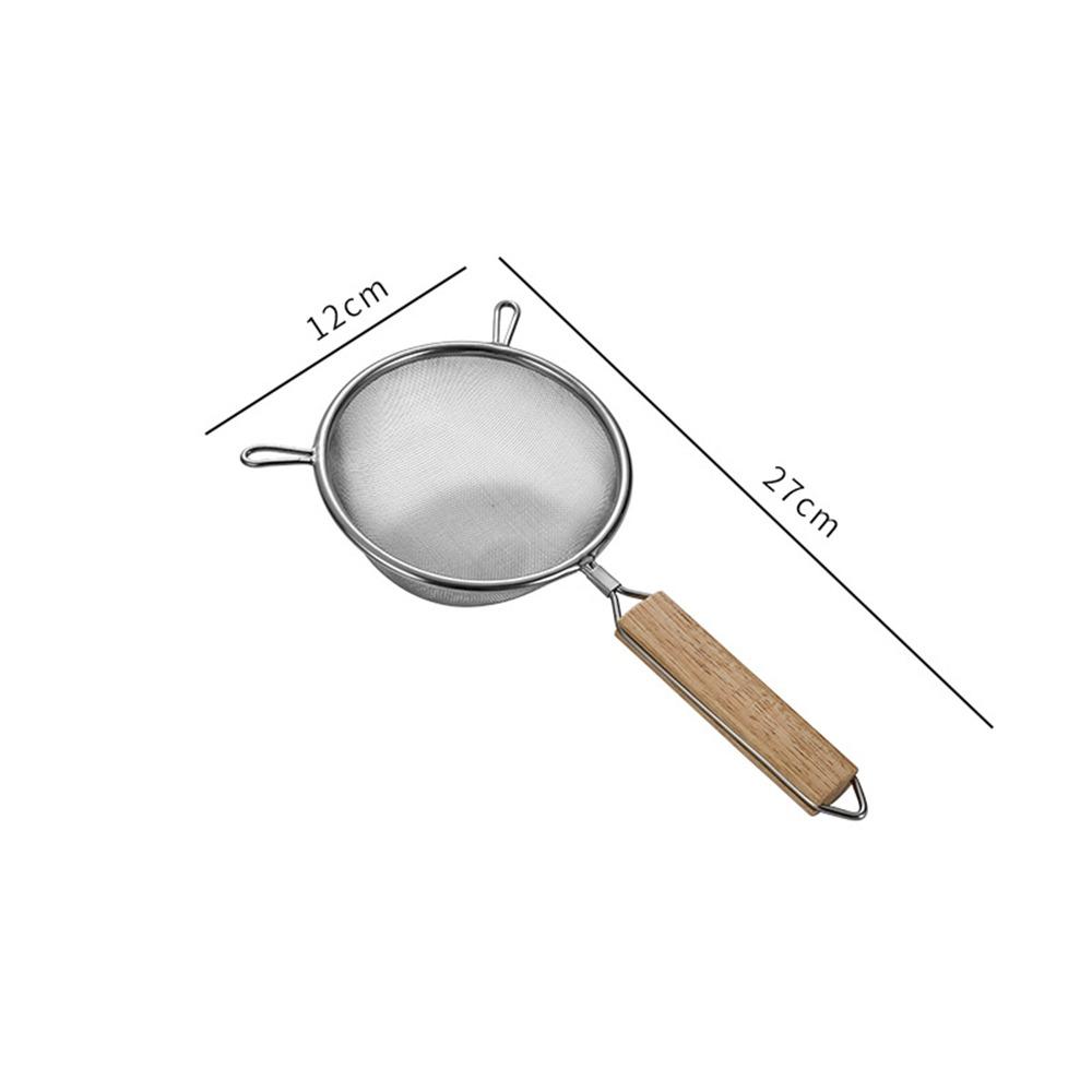 

Easy to Clean Food Strainers Wooden Handle Matcha Sifter Portable Fine Mesh Strainers for Kitchen Silver 12cm