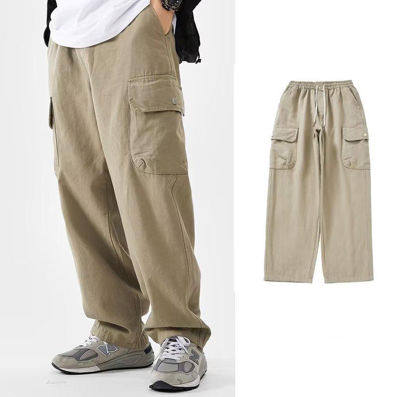 Overalls men's spring and autumn new ins trendy brand loose cotton casual pants fashionable multi-pocket straight trousers