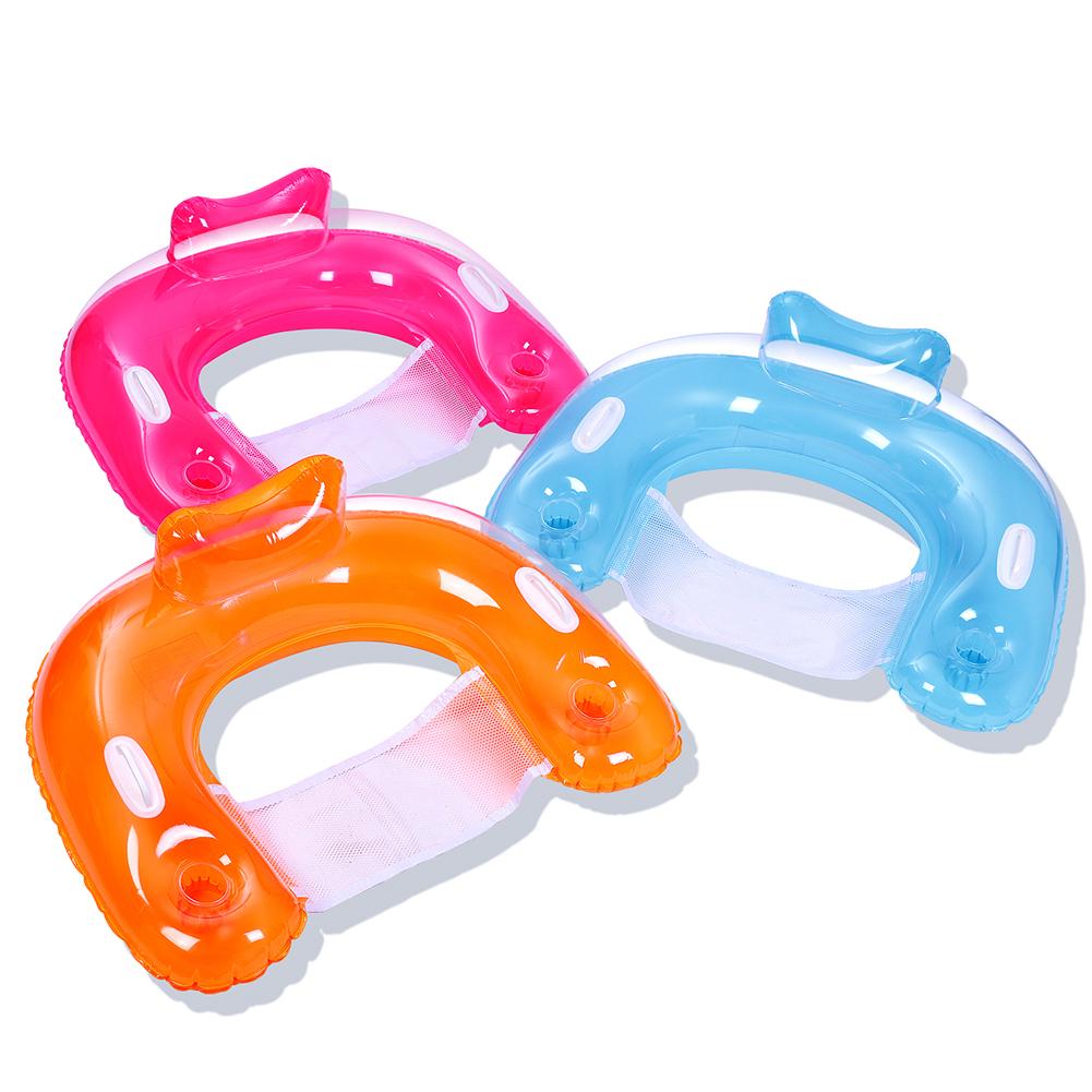 Inflatable Pool Float with Cup Holders Pool Floaties Floating Pool Chair for Adults Swimming Pool Party Summer Water Fun