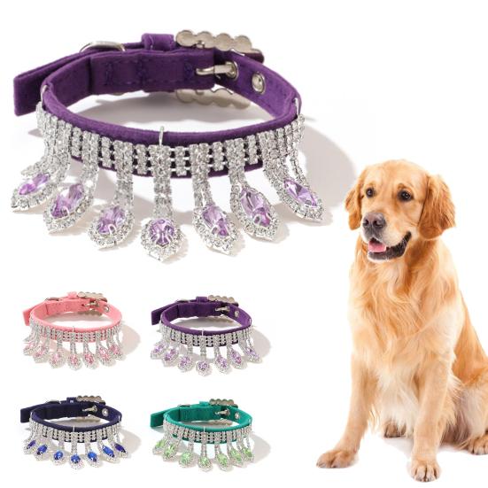 Fashionable Comfortable Faux Leather Pet Dog Collar with Pendant for Teddy