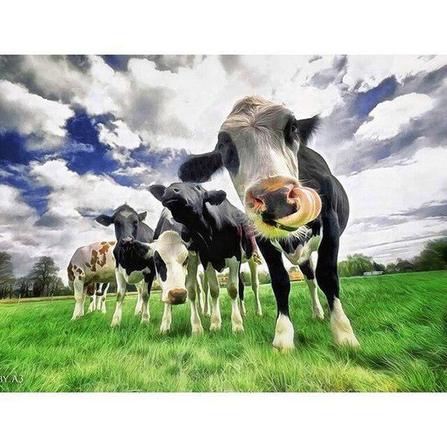 5D DIY pictură cu diamant vacă punct de cruce complet pătrat/rotund broderie diamant broderie animale stras imagini cadou de artizanat