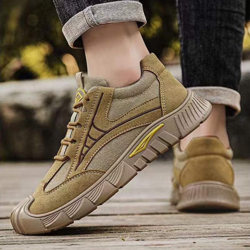 Lightweight Men's Safty Work Shoes Fashion Vintage Men Breathable Hiking Shoes Outdoor Wear-resistant Anti-slip Low-top Sneakers
