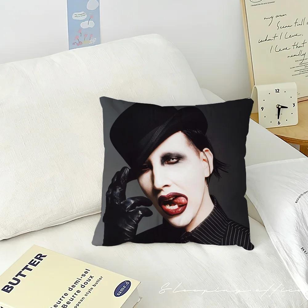 Signer M-Marilyn Manson Music cushion cover Living Room Headboard Bedroom Office Cushion Cushion Sofa Nap Time Pillow Case