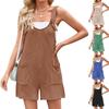 Damen Freizeit Ärmellos Taschen Gerade Locker Träger Kurzer Overall Jumpsuit