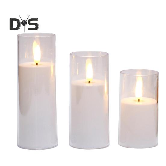 

3 шт. беспламенных светодиодных свечей на батарейках мерцающие свечи светодиодные свечи для украшения дома кафе ресторана белый