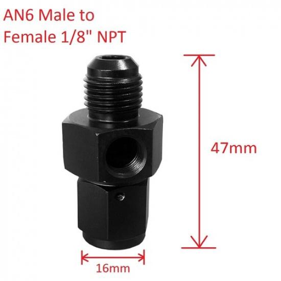 AN6 Male to Female 1/8" NPT Gauge Sensor Side Port Adapter Oil Fuel Fitting Hose