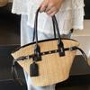 Straw Large-capacity Portable Bucket Bag Female 2025 New Foreign Style Personalized Belt Buckle Holiday Wind Beach Bag Tide