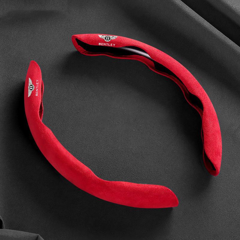 2pcs Suede Leather Car Steering Wheel Cover for New Bentley Flying Spur Continental GT Bentayga Mulsanne Auto Accessories