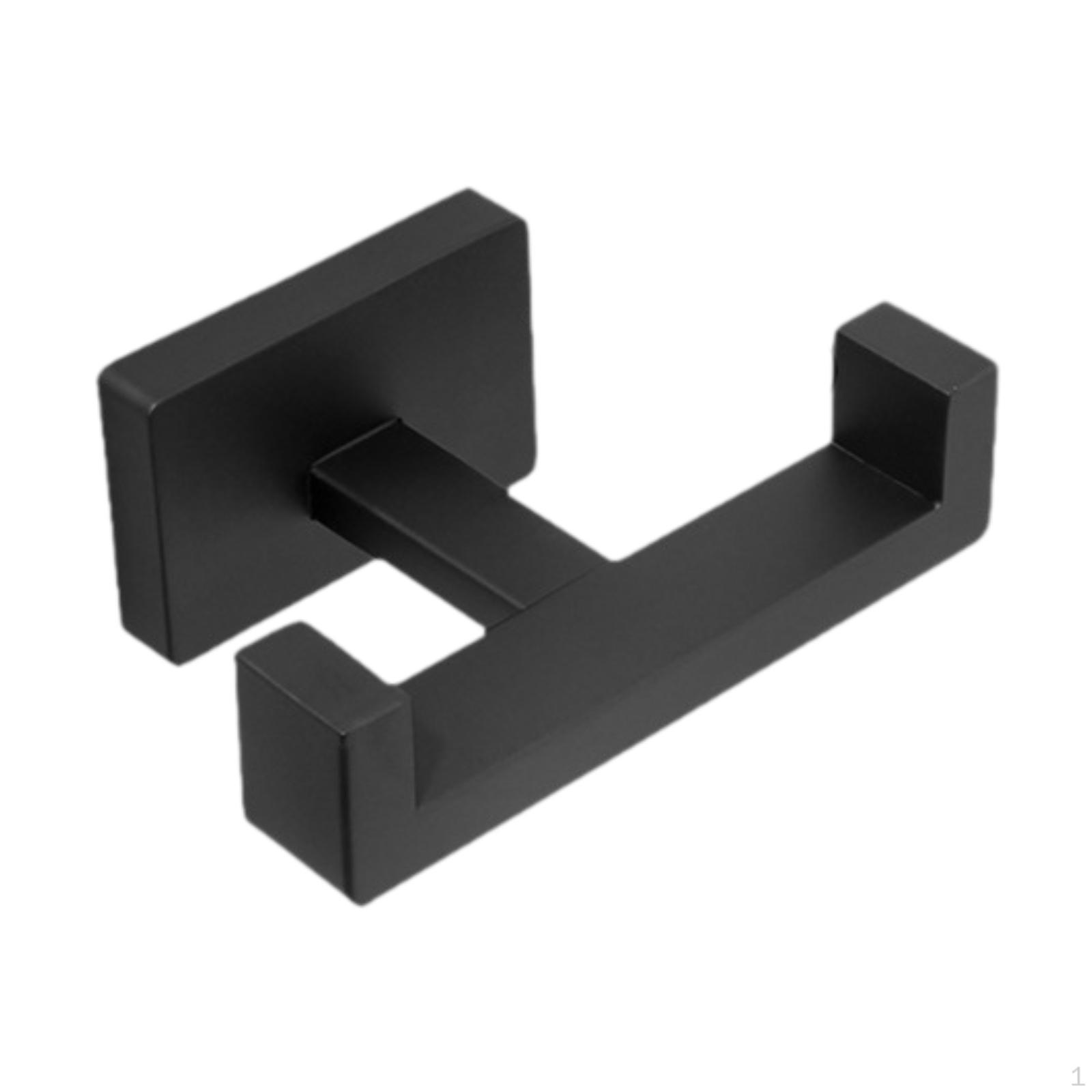 Double Towel Hook Holder Stainless Steel Wall Mount Robe Burr Processed Edges Rust Resistant чёрный