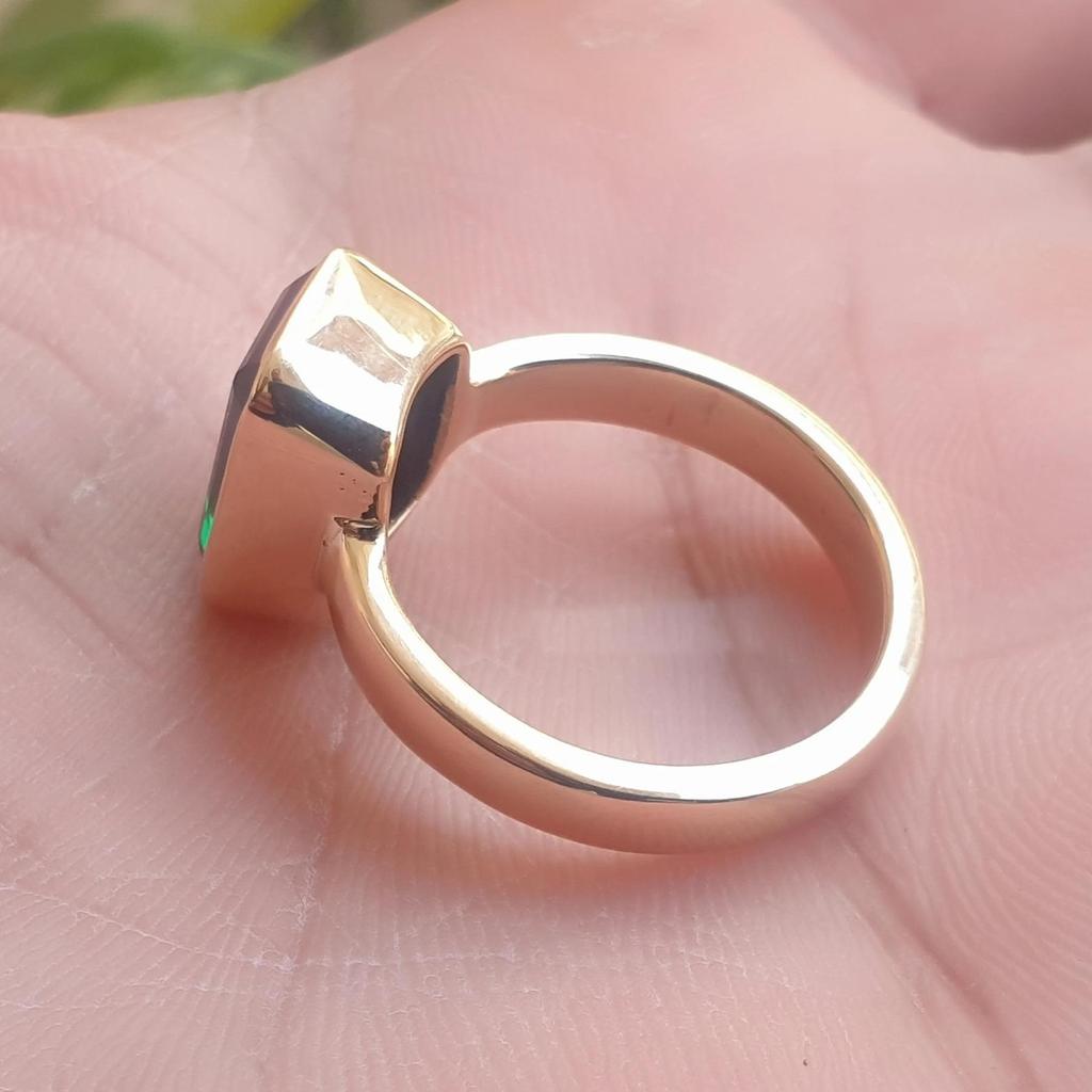 Chrome Diopside 925 Sterling Silver Rose Gold Fill Engraved  Ring Jewelry