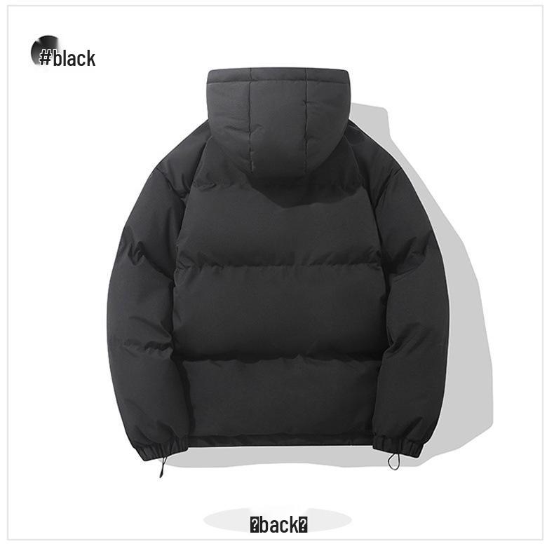 Men's Winter Solid Color Hooded Cotton Jacket - Loose, Casual, Warm Outerwear for Teens