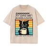 2026 Funny Coffee Cat Quote T Shirt Vintage Washed Beige Retro Graphic Tee Unisex Casual Top