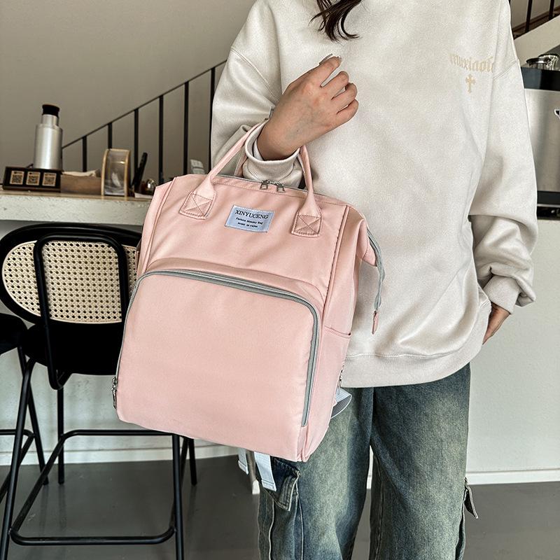 New Large Capacity Solid Color Multifunctional Mommy Backpack for Outdoor Baby Care