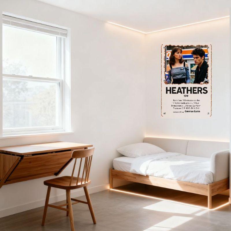Heathers (1999) Vintage Metal Tin Sign Winona Ryder Christian Slater Movie Poster Distressed Wall Decor for Man Cave Bar Cafe