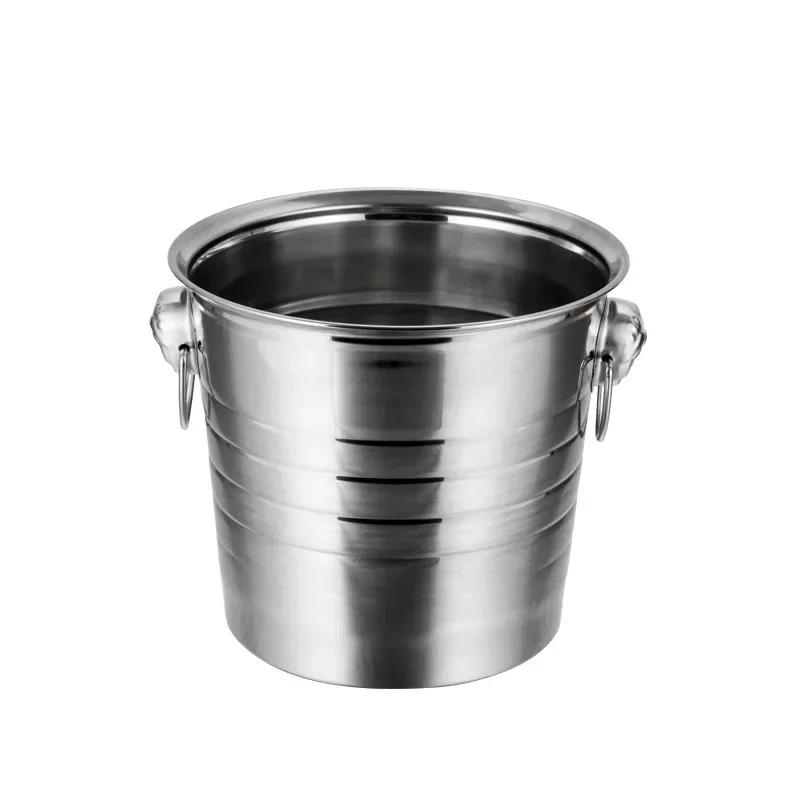 1L/3L/5L Paslanmaz Çelik Buz Kovası Taşınabilir Dondurucu Soğutucu Konfor Sapı Çevre Dostu Mutfak Aksesuarları Bar Malzemeleri