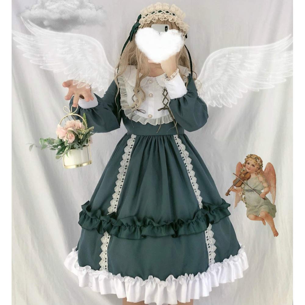 Long Sleeve Lolita Gothic Mori Princess Dreamy Ribbon and Cosplay School Cultural Photo Stage Green Size [SSUPTEMBER2] Dress, Lolita, Girl, Dress,