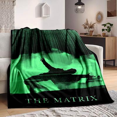 1pc The Matrix Flannel Throw Blanket - HD Printed Lightweight Soft Warm All-Season Blanket for Sofa, Bed, Travel, Camping 034