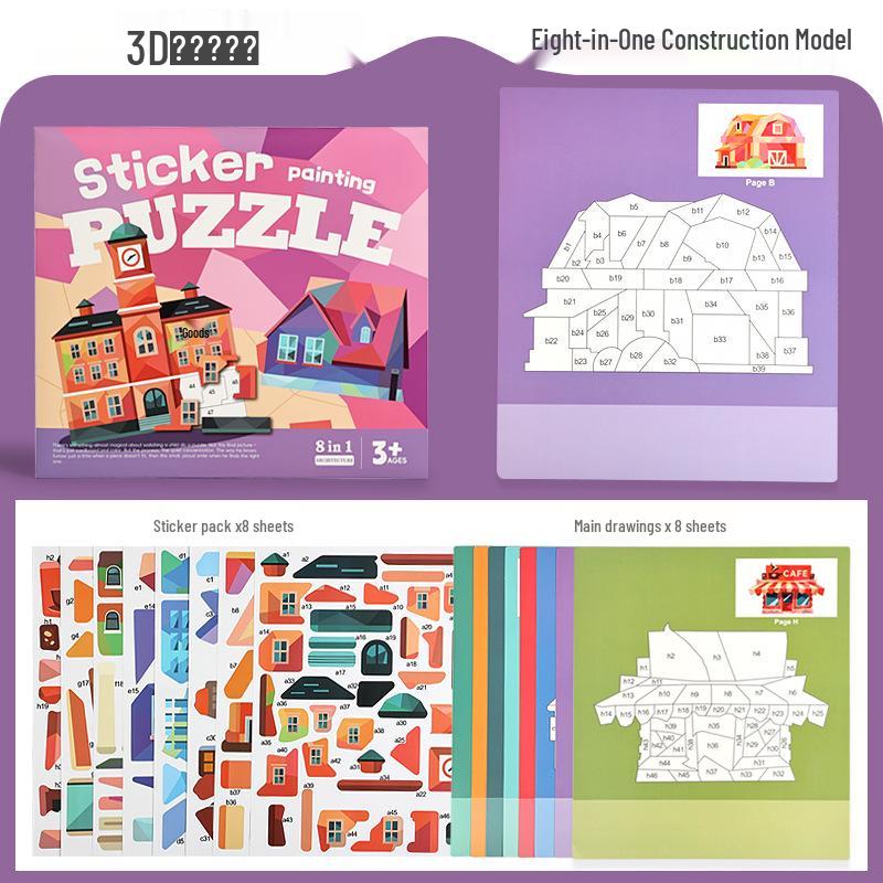 TEMU 3D Geometric Collage DIY Stickers for Kids' Creative Education