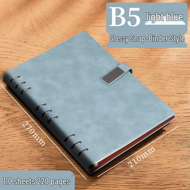 A5 Leather Business Notebook with Logo Printing, Thick Ring Binder & Buckle Closure - Perfect for Office Notes