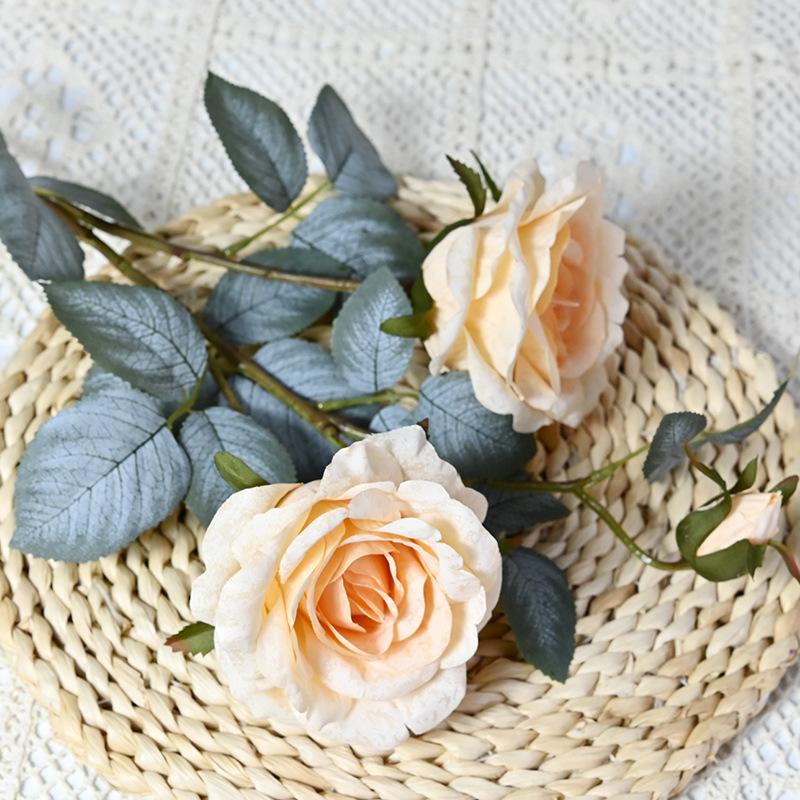 

Имитация розы, одиночная ветка, искусственный цветок, украшение для дома на День святого Валентина, букет роз, цветочная композиция, украшение для гостиной шампанского