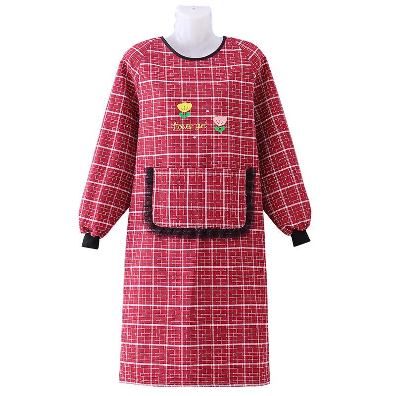 Plus Size Reversible Long Sleeve Work Apron