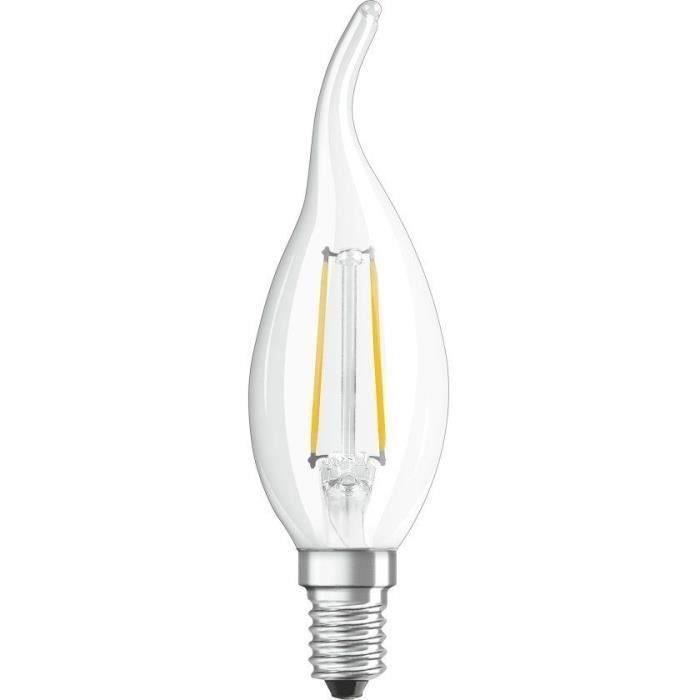 OSRAM Ampoule LED flamme coup de vent clair filament 4W E14 - Blanc chaud
