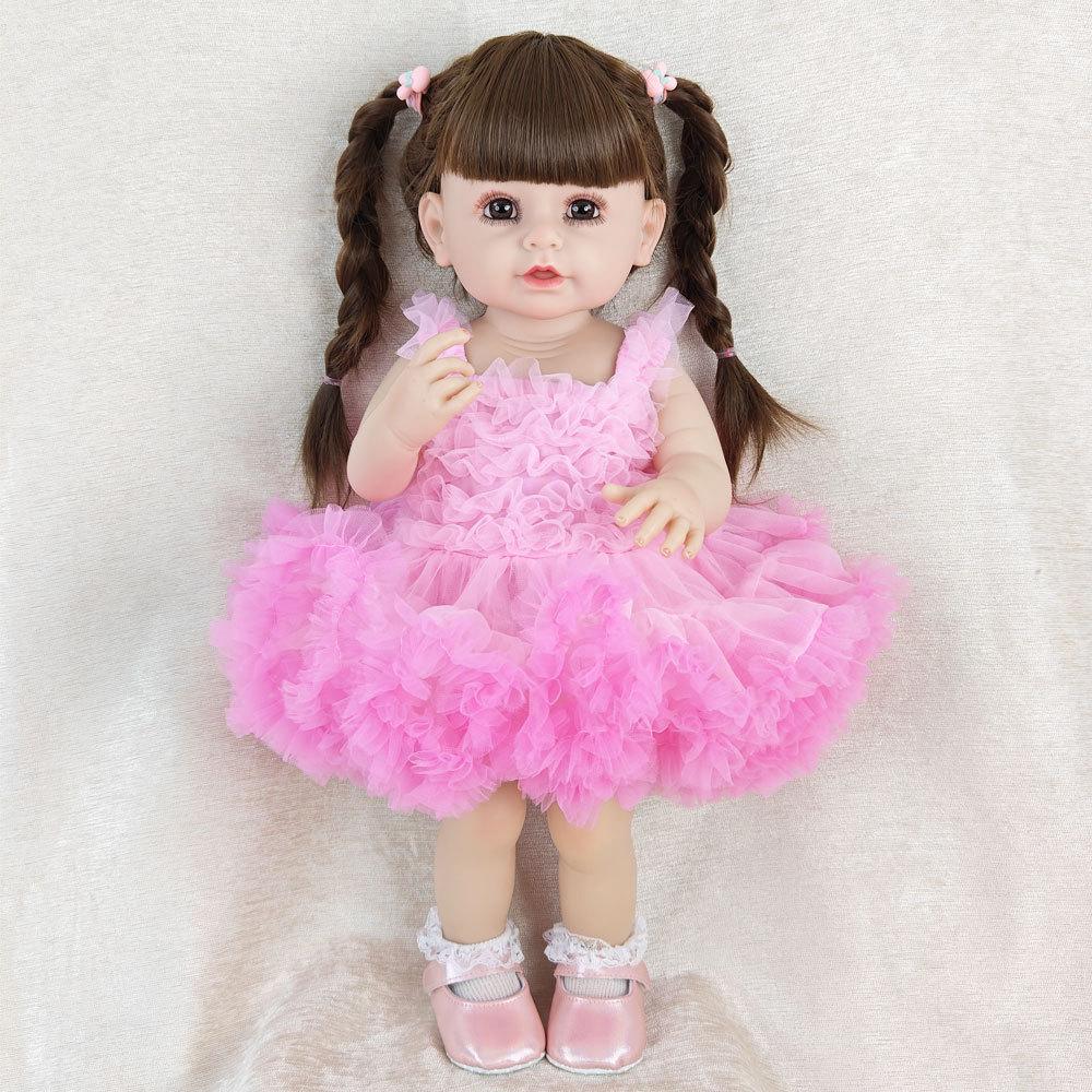 55cm Lifelike Full Silicone Body Reborn Baby Blonde Hair Girl Doll Alive 22inch Newborn Bebe Cute Birthday Gift For Child