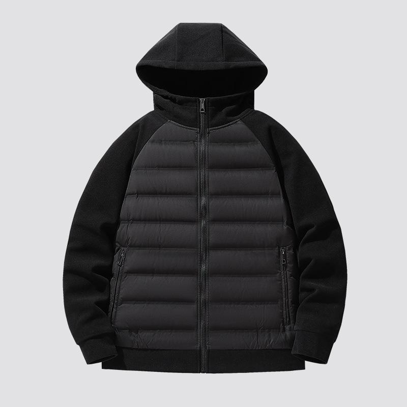 Couple Hooded Light Knitted Splicing Down Jacket Women's Autumn and Winter New Fashion Versatile Jacket