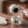 330ml Chinesische Handbemalte Panda Keramik Teetasse Becher Tee-Wasser-Trennung Glas Teetasse mit Sieb Handgemachtes Haushalts-Teegeschirr