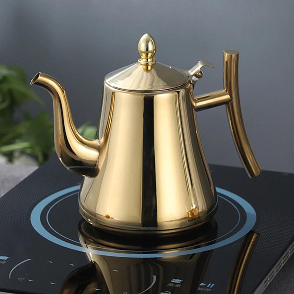 1 Pcs Thickened Stainless Steel Teapot Kettle Kettle El Restaurant Home Induction Cooker Flower Teapot Coffee Pot