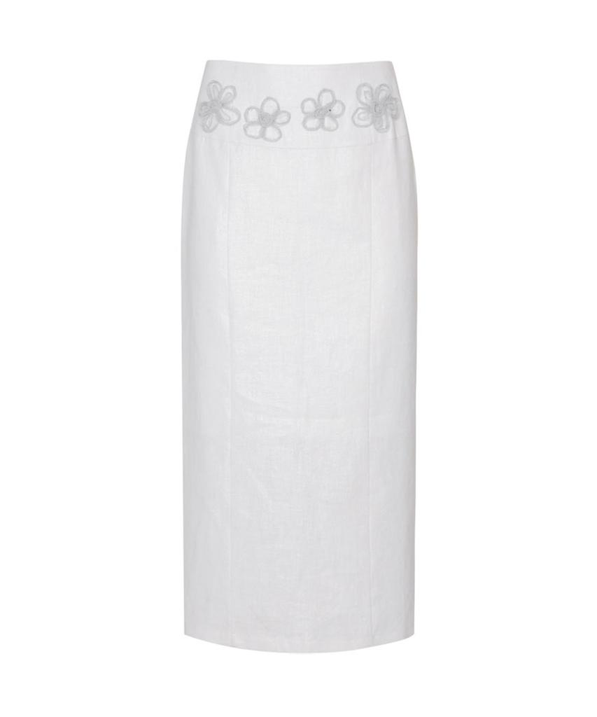 Lulu Seoul Shiny Flower Skirt (White)