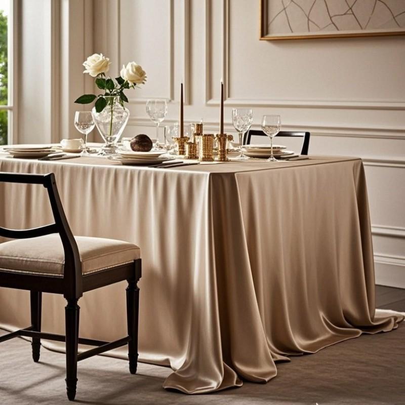 Luxury Satin Tablecloth Hotel Dining Room Long Rectangle Heavyweight Elegant Gold Tone Table Runner