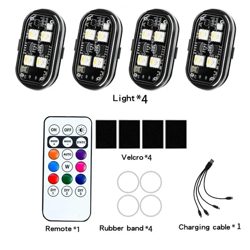 Wireless LED Strobe Lights With Remote Control 8 Colors Waterproof Anti-Collision Warning Light for Motorcycle Car Aircraft Bike