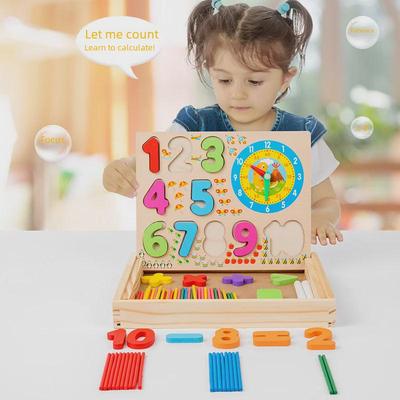 Multifunktionaler Mathematik-Lernkasten für Kinder mit pädagogischen Bausteinen für die Vorschule und Früherziehung.