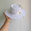 2023 Summer sun hat Lafite grass French straw hat Women's chain decorated straw hat Holiday Sun hat Punk style  beach