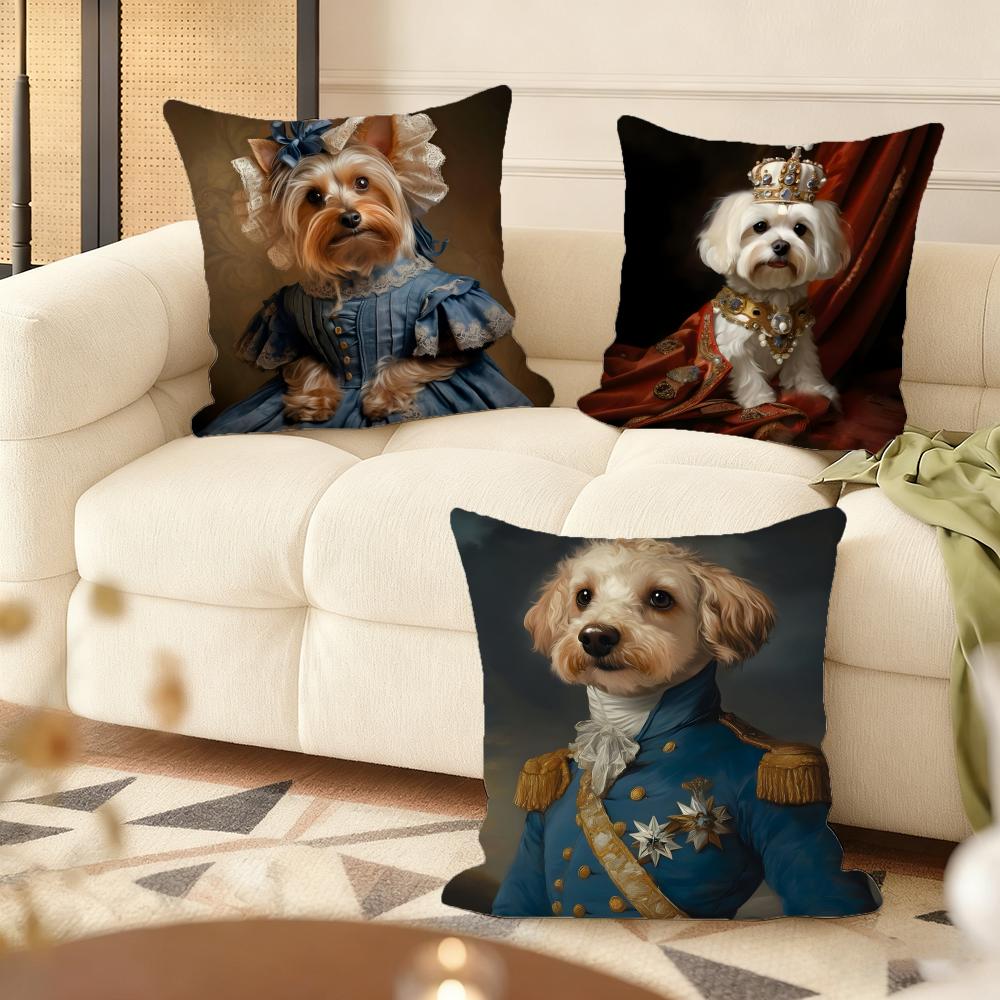 European Vintage Royal Dog Cushion Cover Soft Short Plush Pillow Cover Smooth Cozy Texture Aesthetic Cushion Case Home Decor