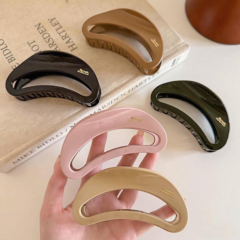 Korean New Semi-Circle Solid Color Large Hair Clip High-Quality Vintage Versatile Shark Clip Hair Accessory