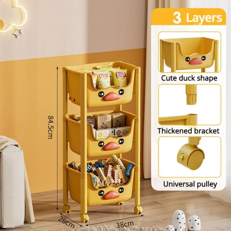 Toy Storage Trolley Living Room Snack Organizer Movable Bathroom Shelf Kitchen Rack With Wheels Children Cute Bookshelf Bookcart